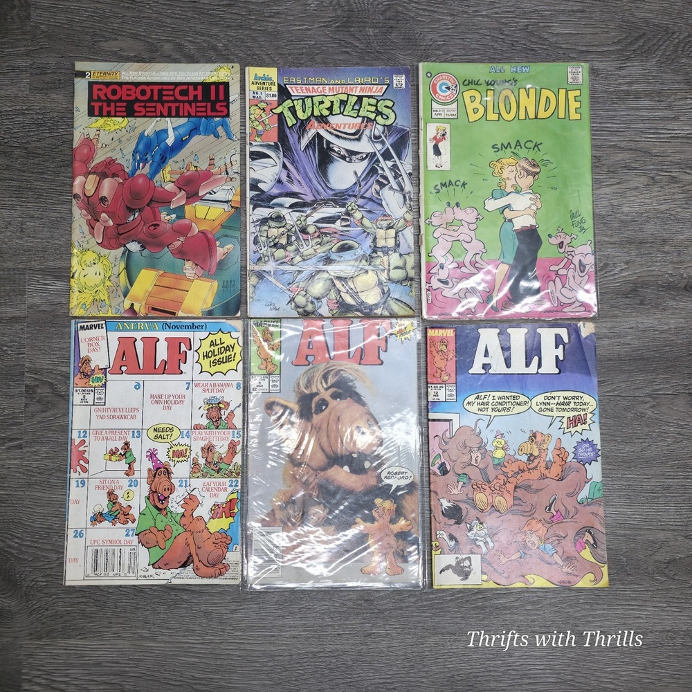 Vintage Comic Books Bundle Mixed Lot 6 TMNT Alf Robotech Blondie Marvel Archie